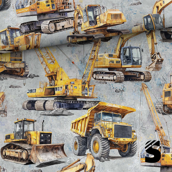 Baufahrzeuge Kombi  -  French Terry  (Reaktivdruck)