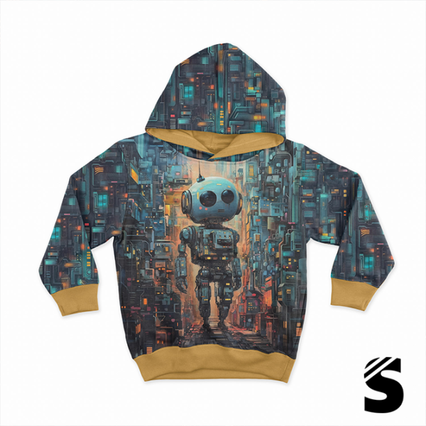 PANEL  Cyber Roboter -  French Terry  (Reaktivdruck)