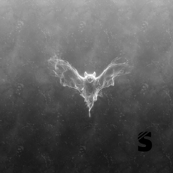 Einzel Panel " BAT" - Grunge Verlauf - #dunkelgrau/hellgrau - Bio French Terry