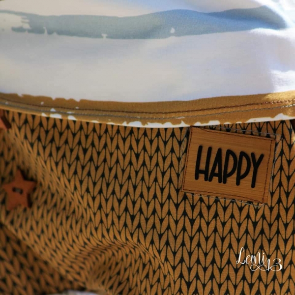 Label - HAPPY - ca. 3cm x 4cm - Kunstleder ++ Farbauswahl ++