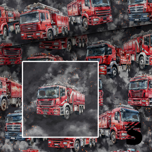 PANEL  Feuerwehr -  French Terry  (Reaktivdruck)