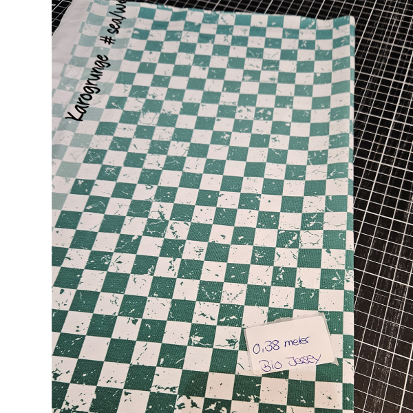 HS#8 - 0,35 Meter - Karogrunge #sea/weiss - Bio Jersey - statt 8,10€ -- NUR 5,60 €