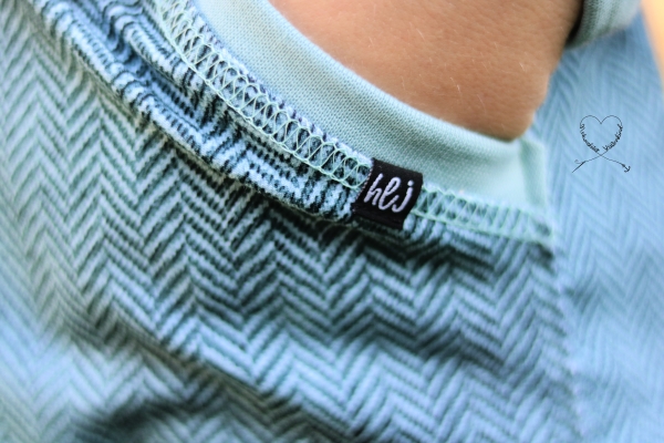 4 er Set - Weblabel gefaltet - "hej + smile" - schwarz