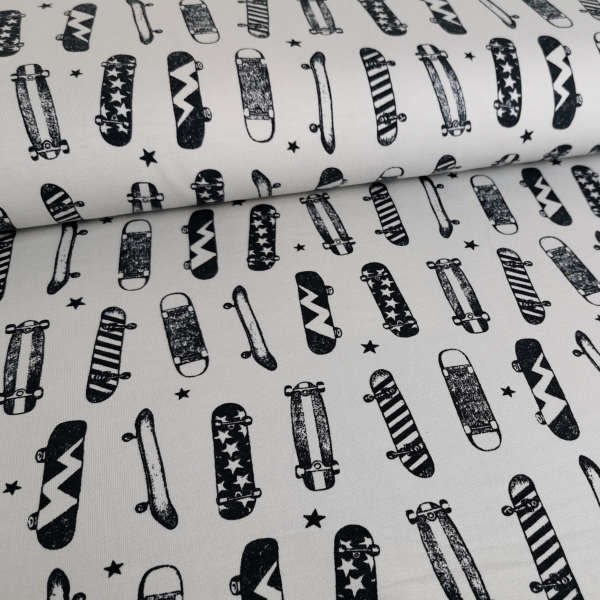 Sommersweat French Terry Grau "Skateboard"