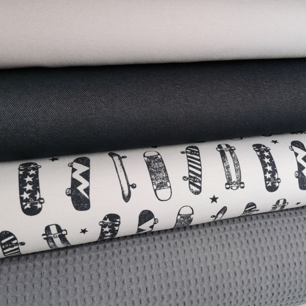 Sommersweat French Terry Grau "Skateboard"