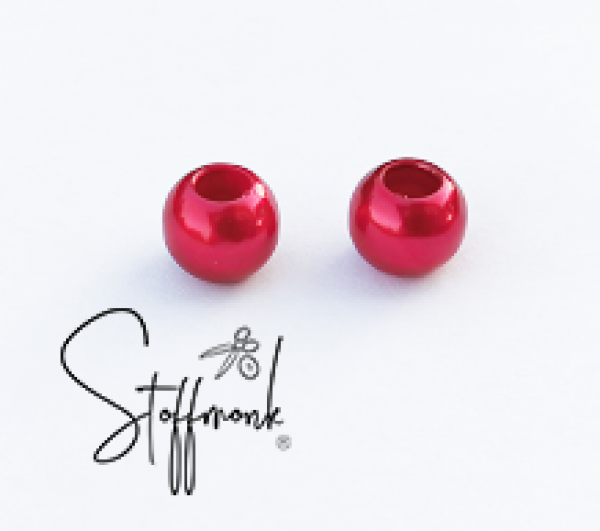 Großlochperlen - Rot metallic GLÄNZEND - 5 Stück -