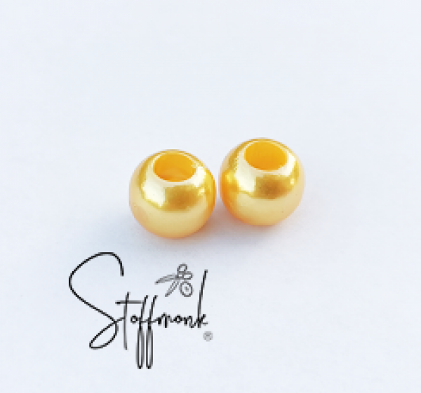 Großlochperlen - Goldgelb metallic GLÄNZEND - 5 Stück -
