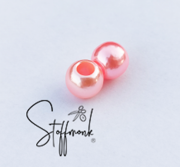 Großlochperlen - Hell Rosa metallic GLÄNZEND - 5 Stück -