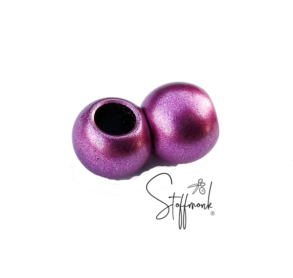 Großlochperlen - Dunkel Pink metallic MATT - 5 Stück -