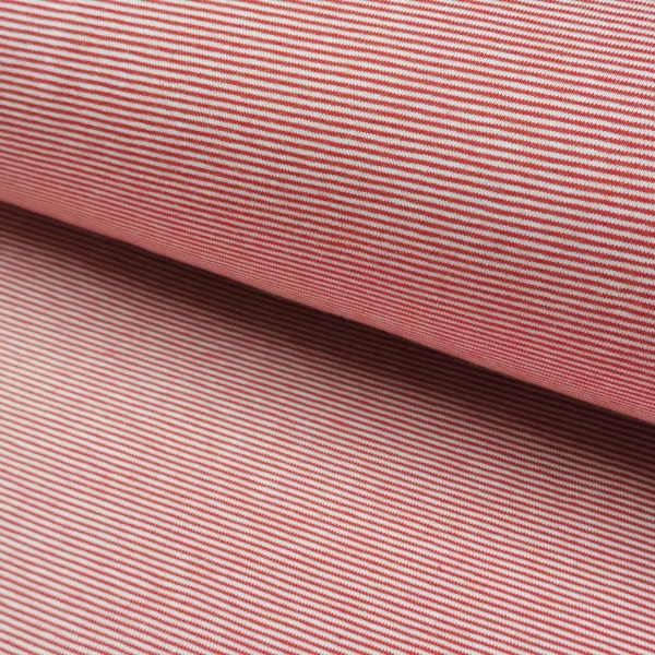 Baumwoll Jersey mini Streifen 1mm - Rot weiß