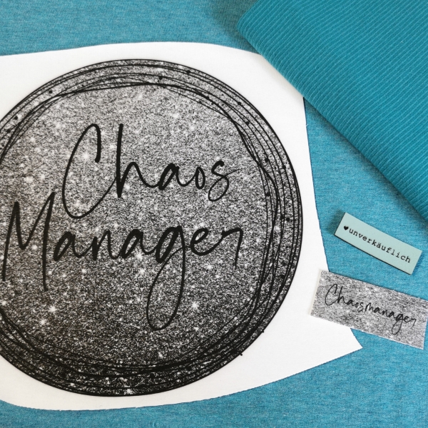 Patch / Aufnäher  - "Chaos Manager" - ECKIG - Holzoptik schwarz