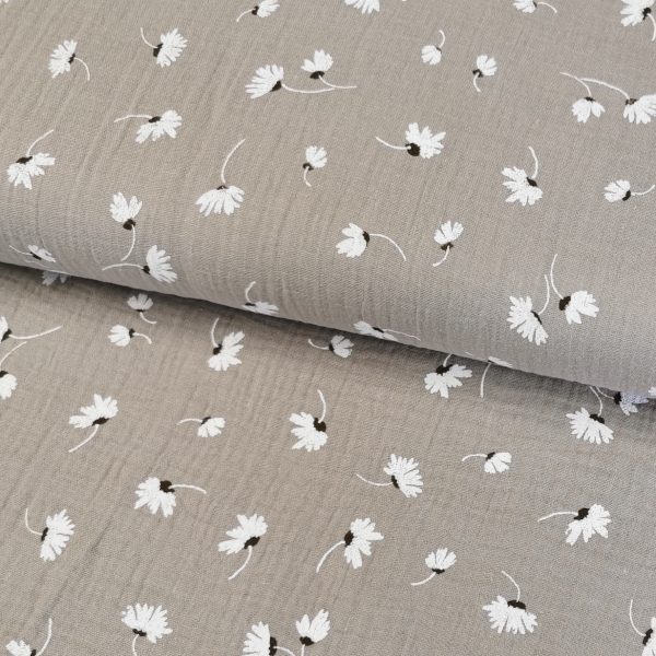 Musselin Double Gauze - Blumen - Sand