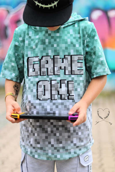 Bügelbild - " GAME ON! " PIXEL #grau