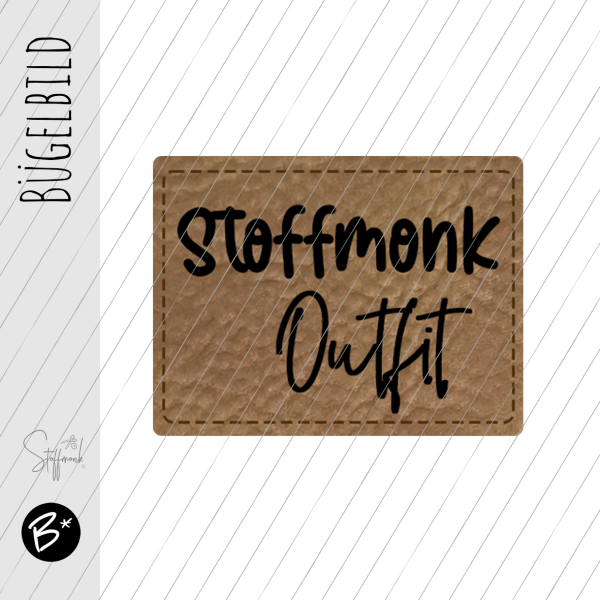 Bügelbild - Label - "Stoffmonk Outfit"  - ca. 3,3 cm x 2,5 cm