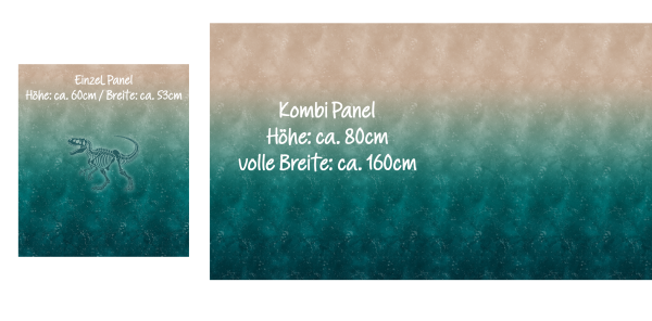 Ep - EINZEL Panel - " BEIGE/PETROL -Raptor in Petrol " - Bio Jersey