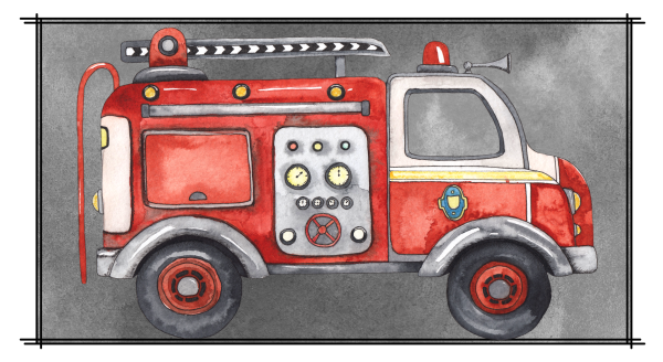 Patch / Aufnäher  - "Feuerwehrauto" Eckig