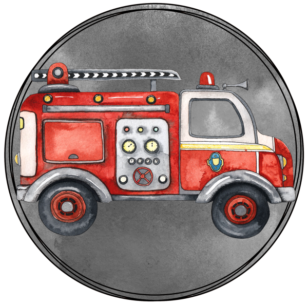 Patch / Aufnäher  - "Feuerwehrauto" rund ohne Flammen