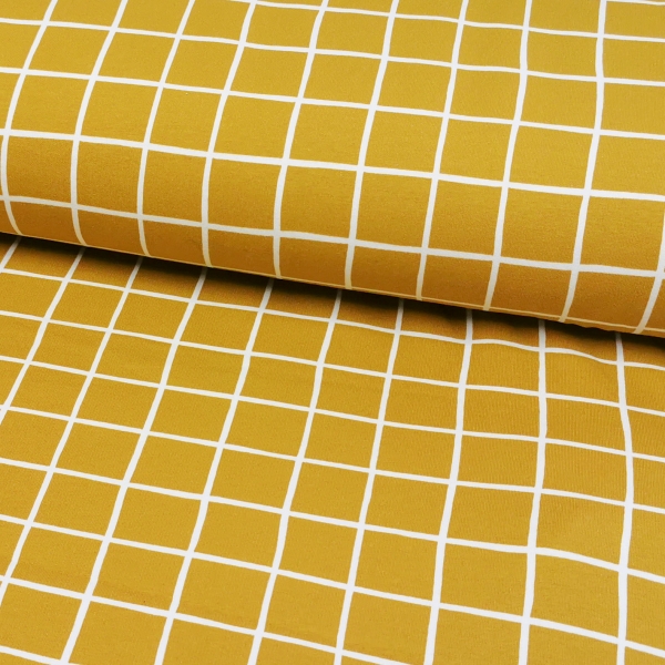 BIO SOFT Sweat French Terry angeraut - Karo / Ocker Senfgelb