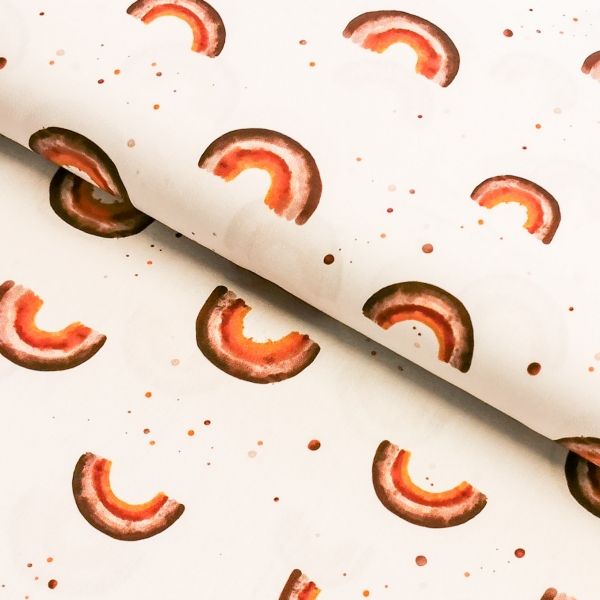 Baumwollstoff Aquarell Regenbogen - Weiß