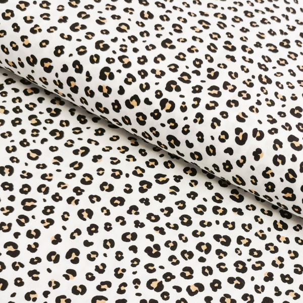 Baumwollstoff Leo Print - Weiß