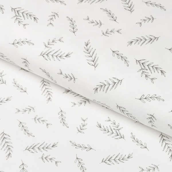 Baumwoll Jersey - Leaves White