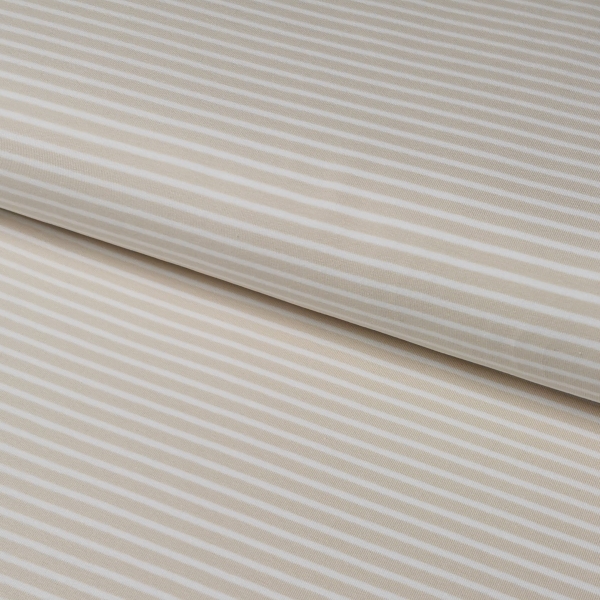 Baumwoll Jersey Streifen Beige 5mm / Weiß 3 mm