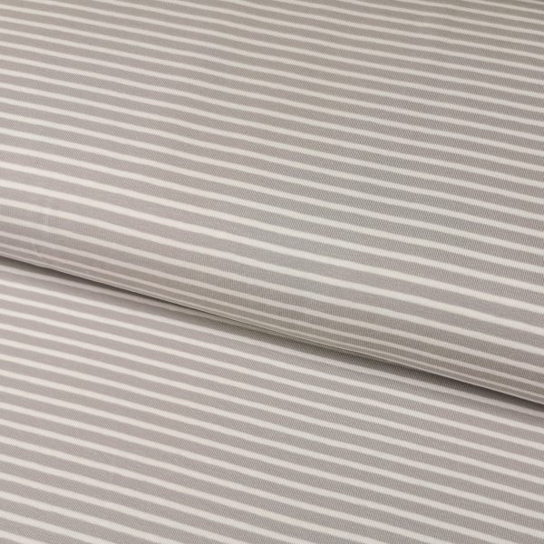 Baumwoll Jersey Streifen Grau 5mm / Weiß 3 mm