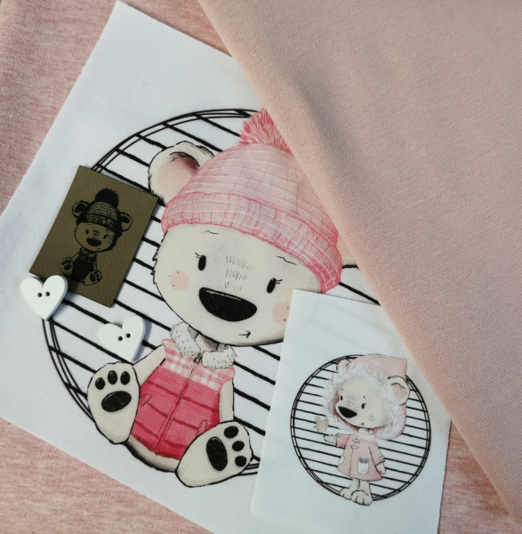 Patch / Aufnäher  - Weißer Bär sitzend - kleine Streifen
