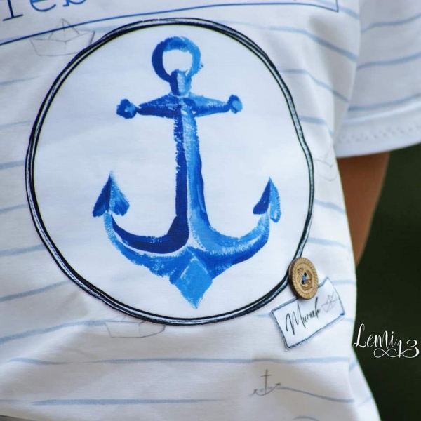 Patch / Aufnäher - Aquarell Anker BLAU - Größe wählbar -