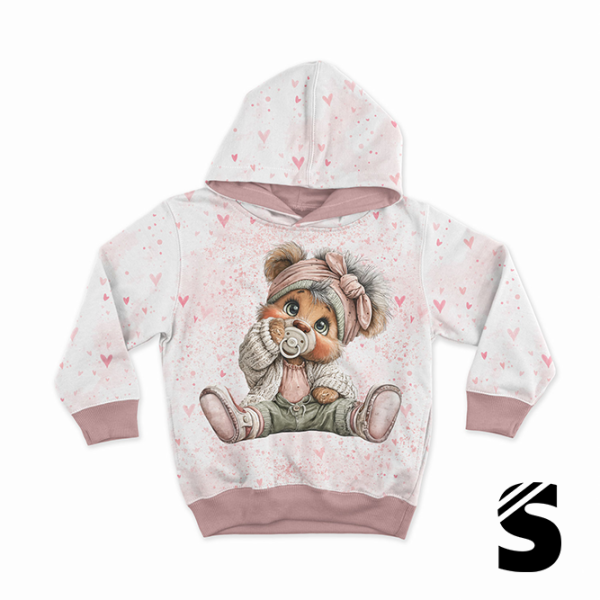 PANEL  Rosa Herzen #BÄR -  French Terry  (Reaktivdruck)