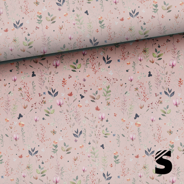 Rosa Mini Flowers  -  French Terry  (Reaktivdruck)