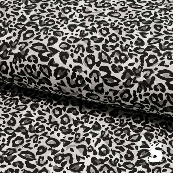 Baumwoll Jersey - Leopardenmuster - Weiß
