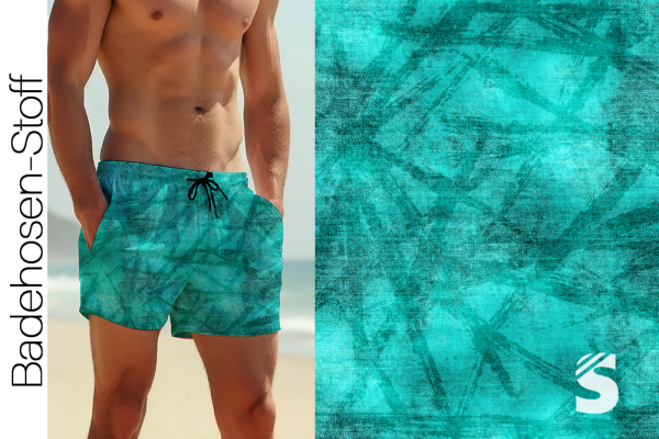 BADEHOSENSTOFF - (gewebt, nicht elastisch) - "STROKES  #Ozean"