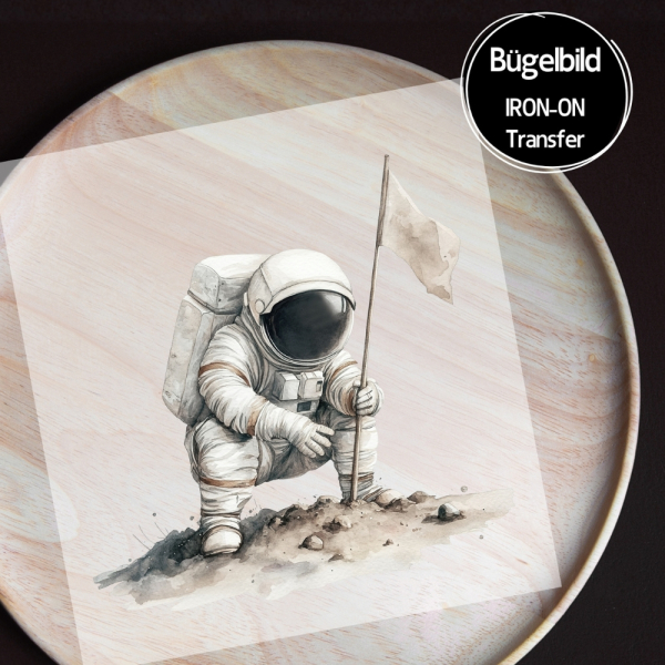 Bügelbild - " Astronaut Flagge #beige "