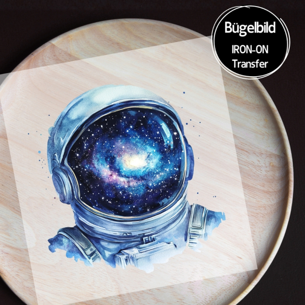 Bügelbild - " Astronaut Kopf #blau "