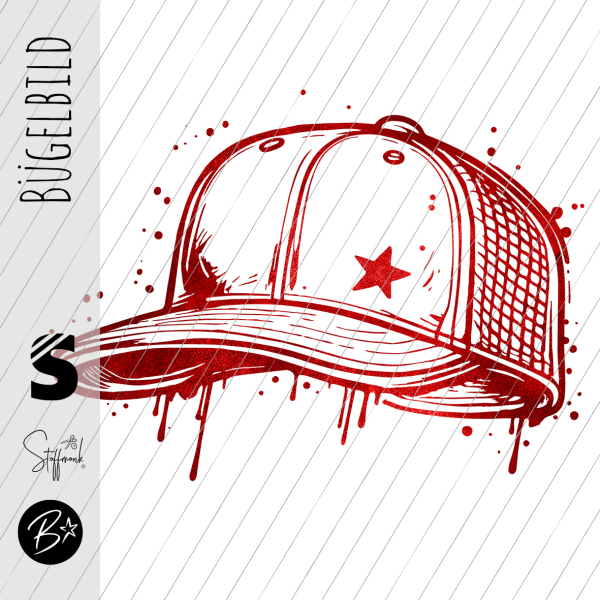 Bügelbild - " Cool Cap - #Grunge Rot "