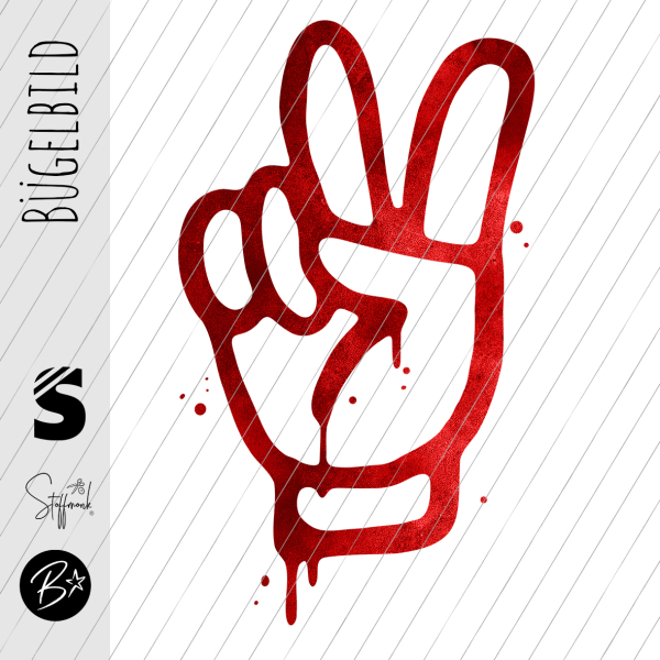 Bügelbild - " Cool Peasefinger - #Grunge ROT "