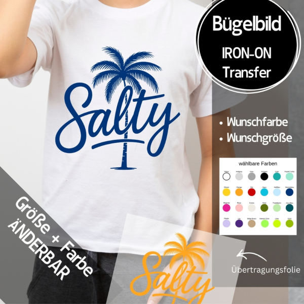 Bügelbild " Salty Palme " - Farben & Größe frei wählbar