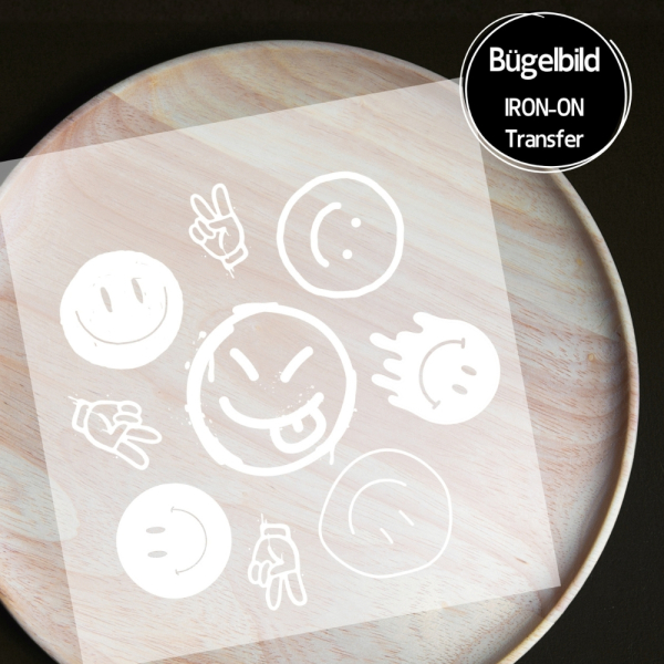 Bügelbild - " Smilie ALL #weiss "