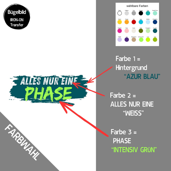Bügelbild "Alles nur eine PHASE - STROKE" - Farben & Größe frei wählbar