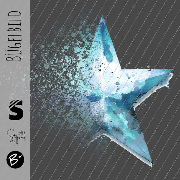 Bügelbild -  " Star zerstört #blau "