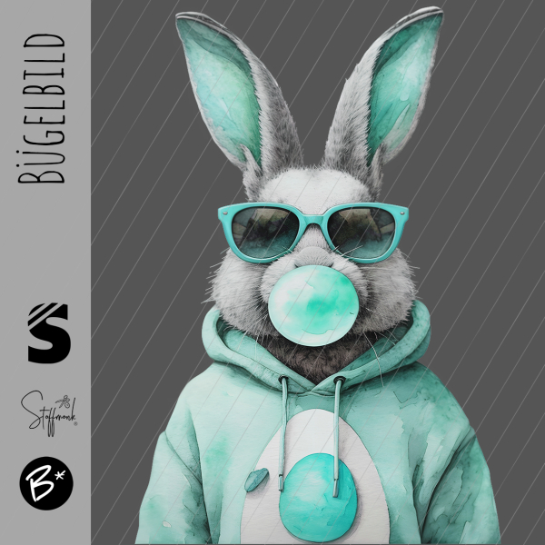 Bügelbild -  " Bubblegum Hase #mint "