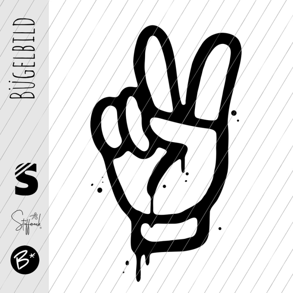 Bügelbild -  " Cool Pease Finger " #schwarz