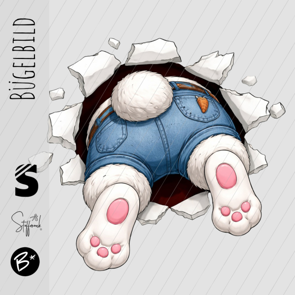 Bügelbild -  " Hase Guckloch Rückansicht "