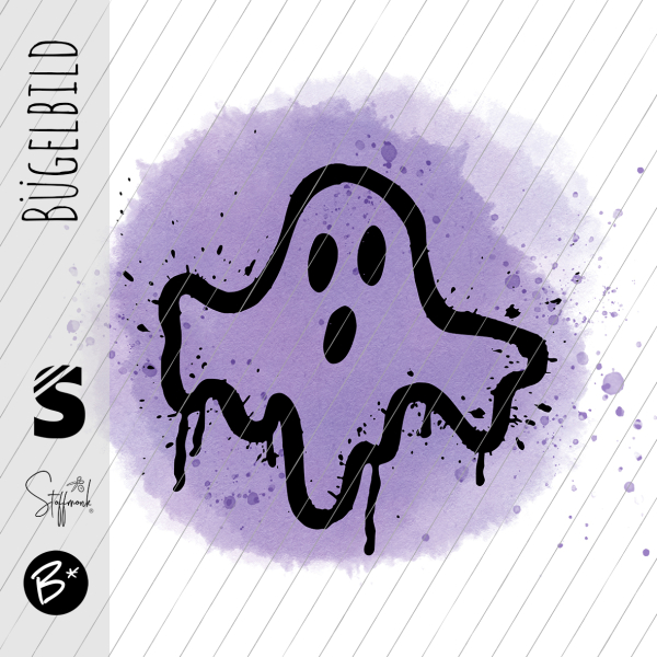 Bügelbild - H94 - " Geist - Button #lila "