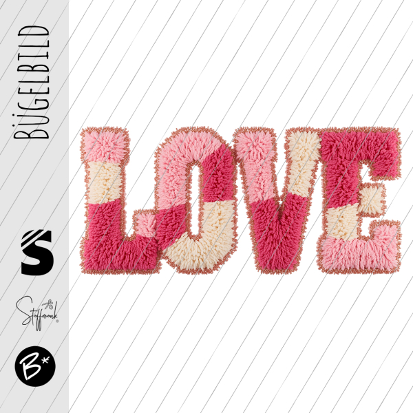 Bügelbild -  " Love - Knitoptik Rosa "