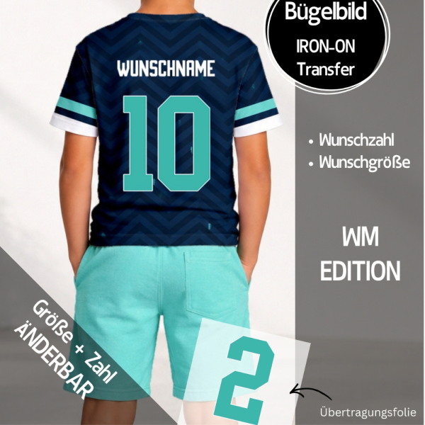 Bügelbild " Zahl - Rückennummer Trikot  " - WM EDITION 26 - Größe frei wählbar