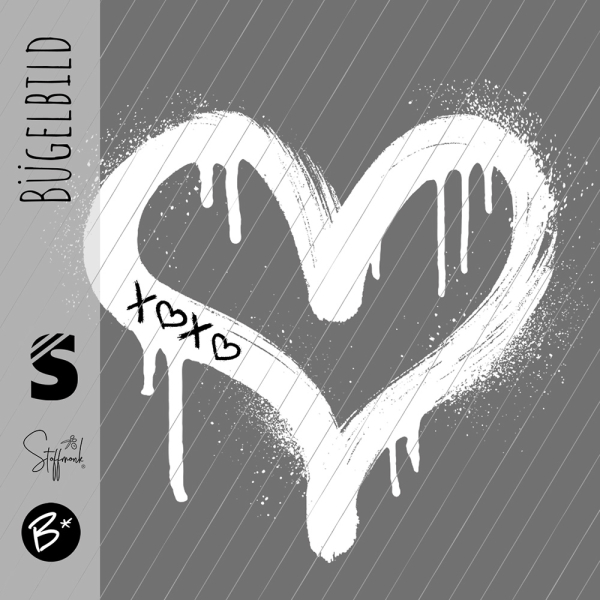 Bügelbild -  " XOXO Herz " #weiss