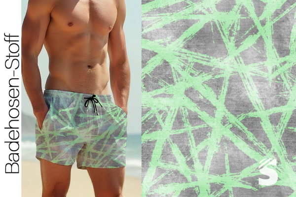 BADEHOSENSTOFF - (gewebt, nicht elastisch) - "STROKES  #Pistazie"