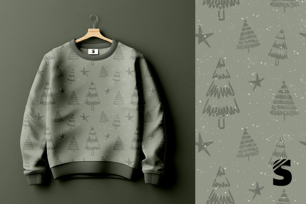 Allover Doodle Tree #oliv - Bio French Terry